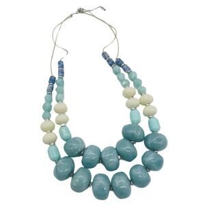 J. Jill Blue and Cream Beaded Necklace